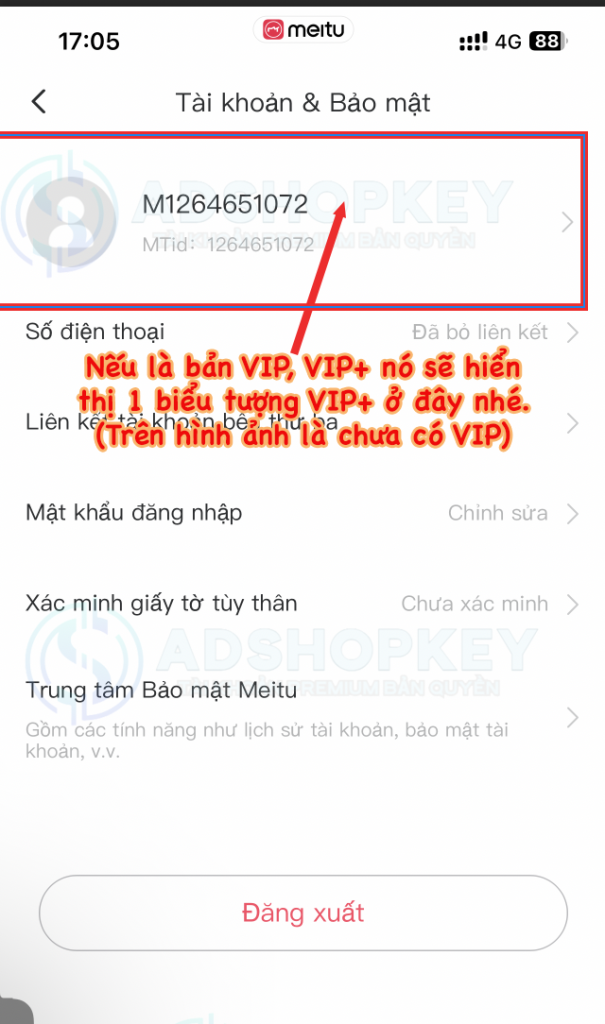 Quan sát biểu tượng VIP xem nó đã lên VIP hay chưa