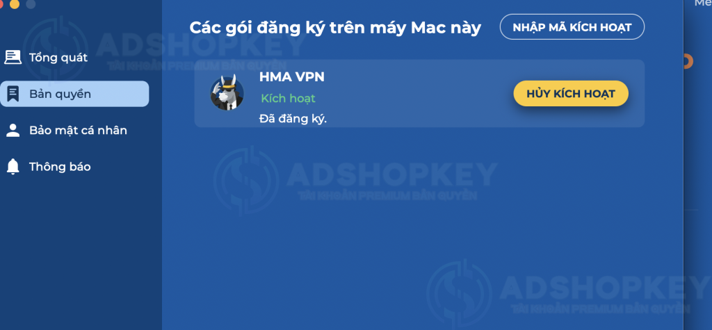 Kích hoạt thành công bản quyền sẽ hiện như trên