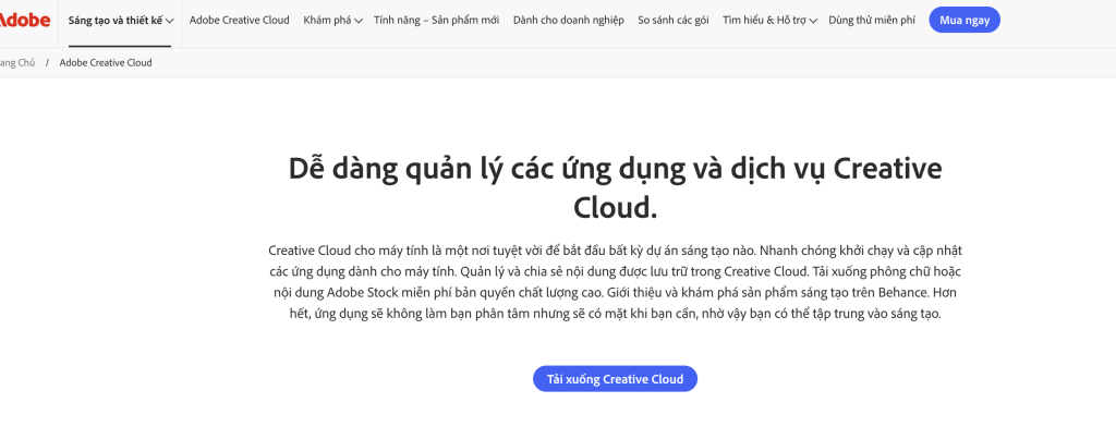 Click vào Tải xuống Creative Cloud để tải xuống