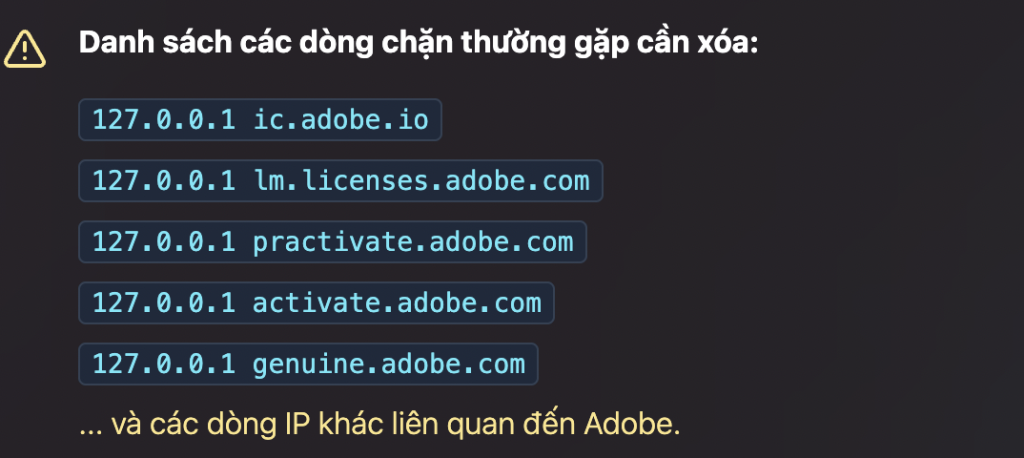Các dòng thường gặp cần để xoá