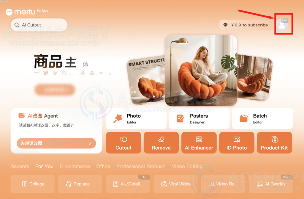 Ấn góc phải trên cùng để Login