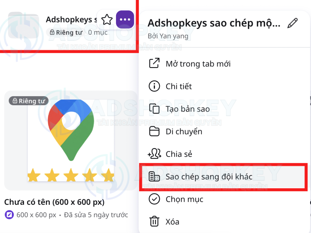 Ấn sao chép sang đội khác