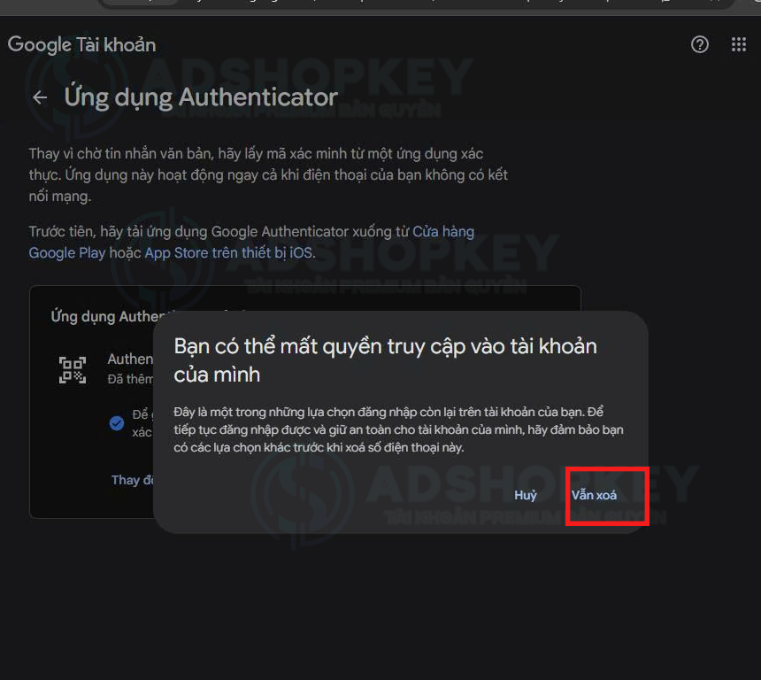 Xóa cái Authen cũ đi 
